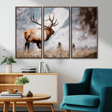 70489411-MGV-CV-36X24-Elk Photography Wall Art Canvas Print, Framed Mountain Wildlife Art Picture Print, Rustic Nature Decor Perfect Rustic Lodge Decor