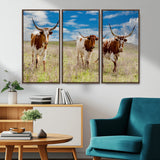 58099948-MGV-CV-36X24-Texas Longhorn Wall Art Canvas Print, Framed Western Decor Art Picture Print, Rustic Farmhouse Perfect Western Farmhouse Decor