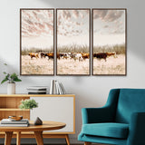 57389417-MGV-CV-36X24-Cow Herd Photography Wall Art Canvas Print, Framed Rustic Farmhouse Decor Art Picture Print, Western Ranch Style Perfect Rustic