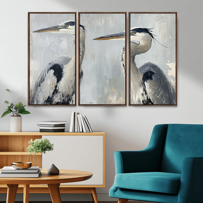 19427826-MGV-CV-36X24-Bird Canvas Decor Wall Art Canvas Print, Framed Coastal Bird Pair Art Picture Print, Minimalist Wildlife Wall Perfect Coastal