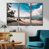 95301406-MGV-CV-36X24-Tropical Beach Wall Art Canvas Print, Framed Ocean Waves Art Picture Print, Relazxing Seascape Perfect Tropical Coastal Decor