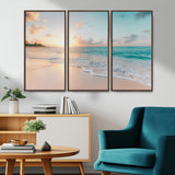 94538225-MGV-CV-36X24-Beach Sunset Wall Art Canvas Print, Framed Ocean Waves Art Picture Print, Summer Escape Perfect Coastal Serenity Decor Artwork
