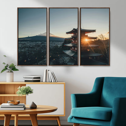 87729656-MGV-CV-36X24-Mount Fuji Wall Art Canvas Print, Framed Japan Travel Art Picture Print, Chureito Pagoda Perfect Zen Minimalism Decor Artwork