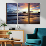 36714356-MGV-CV-36X24-Beach Sunset Wall Art Canvas Print, Framed Ocean Waves Art Picture Print, Tropical Seascape Perfect Coastal Serenity Decor Artwork