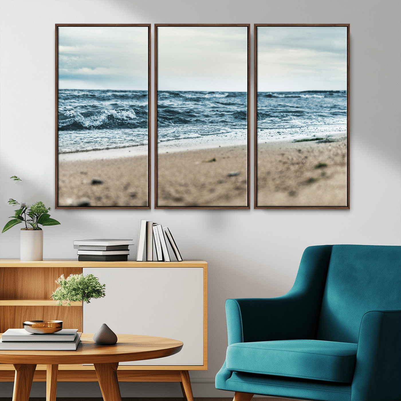 81812590-MGV-CV-36X24-Ocean Wall Art Wall Art Canvas Print, Framed Coastal Canvas Art Picture Print, Moody Seascape Perfect Coastal Minimalist Decor