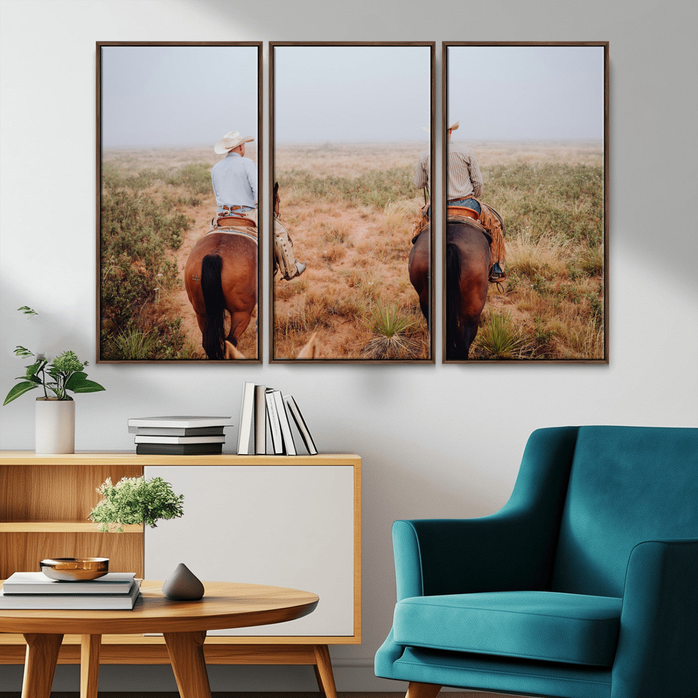 54943176-MGV-CV-36X24-Cowboy Wall Art Wall Art Canvas Print, Framed Western Canvas Art Picture Print, Rustic Ranch Scene Perfect Rustic Western Decor