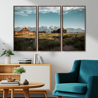 92497443-MGV-CV-36X24-Rustic Farmhouse Wall Art Canvas Print, Framed Mountain Cabin Art Picture Print, Western Landscape Perfect Rustic Farmhouse Decor