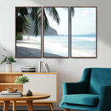18311030-MGV-CV-36X24-Tropical Beach Wall Art Canvas Print, Framed Serene Ocean Art Picture Print, Palm Tree Shadows Perfect Tropical Coastal Decor