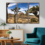 25722592-MGV-CV-36X24-Joshua Tree Desert Wall Art Canvas Print, Framed Southwestern Nature Art Picture Print, Rustic Earth Tones Perfect Southwestern