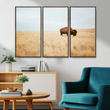 61392510-MGV-CV-36X24-Buffalo Wall Art Wall Art Canvas Print, Framed Western Wildlife Decor Art Picture Print, Rustic Farmhouse Art Perfect Rustic