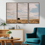 22754563-MGV-CV-36X24-Earthy Tones Wall Art Canvas Print, Framed Rustic Nature Art Picture Print, Solitary Buffalo Perfect Western Minimalist Decor