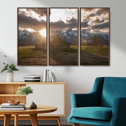 52555760-MGV-CV-36X24-Snowy Peaks Wall Art Canvas Print, Framed Nature Escape Art Picture Print, Rustic Charm Perfect Rustic Western Decor Artwork