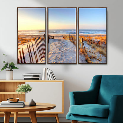 73351887-MGV-CV-36X24-Ocean Sunset Wall Art Wall Art Canvas Print, Framed Nautical Photography Art Picture Print, Summer Beach House Decor Perfect