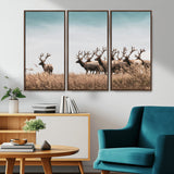 81594705-MGV-CV-36X24-Elk Herd Wall Art Canvas Print, Framed Wildlife Photography Art Picture Print, Rustic Nature Print Perfect Rustic Wildlife Decor