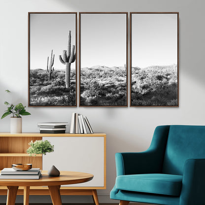 85205054-MGV-CV-36X24-Saguaro Cactus Wall Art Canvas Print, Framed Monochrome Landscape Art Picture Print, Scenic Arizona View Perfect Minimalist