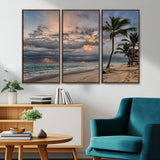 62574547-MGV-CV-36X24-Tropical Storm Wall Art Canvas Print, Framed Moody Beach Art Picture Print, Dramatic Sky Perfect Tropical Coastal Decor Artwork