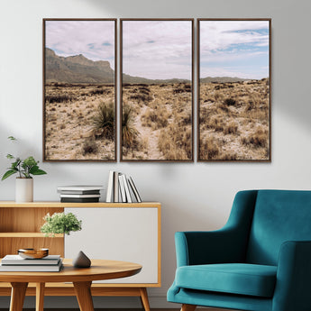 20681831-MGV-FC-48X32-3P_Walnut-Desert Landscape Wall Art – Southwestern Mountain Canvas Print, Rustic Western Nature Photography Decor for Living Room, Office,