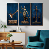 91629053-MGV-CV-36X24-Lady Justice Wall Art – Golden Gavel and Scales Canvas Print, Elegant Legal Office Decor for Lawyers, Judges, Courtroom or Study