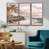 14214613-MGV-CV-36X24-Tropical Beach Wall Art – Palm Tree and Ocean Sunset Canvas Print, Relaxing Coastal Landscape Decor for Living Room, Bedroom, or