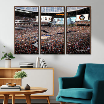 38616413-MGV-FC-48X32-3P_Walnut-Chicago Dome Stadium Wall Art – Futuristic Basketball Final Four Arena Canvas Print, Modern Sports Fan Decor for Man Cave or