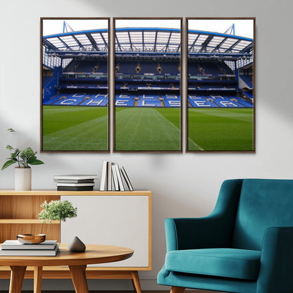 38616413CHELSA-MGV-CV-36X24-Chelsea Stadium Wall Art – Panoramic Football Field Canvas Print, Game Day Sports Decor for Living Room, Office, or Man Cave