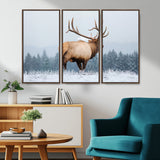 85177251-MGV-CV-36X24-Elk Wall Art – Majestic Wildlife Canvas Print of Bull Elk Snowy Forest, Rustic Nature Decor for Living Room, Cabin, or Office