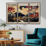 66892669-MGV-CV-36X24-Yayoi Kusama Japanese Inspired Canvas Print – Mt. Fuji & Floral Scene Wall Art, Framed Asian Style Canvas for Home, Office or