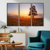 57919623-MGV-CV-36X24-Golden Sunrise Landscape Canvas Wall Art - Framed Misty Field Print, Large Nature Canvas for Living Room, Office, or Home Decor