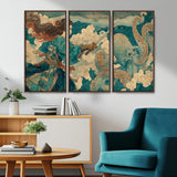37943964-MGV-CV-36X24-Samurai Warrior vs Octopus Wall Art – Japanese Ukiyo-e Style Canvas Print, Ocean Battle Scene Artwork for Living Room, Office, Man