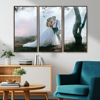 CSTM913-MGV-CV-36X24-Framed Wedding Canvas Print - Custom Wall Art Keepsake for Couples, Elegant Home Decoration Gift, Create Your Own Photo Canvas