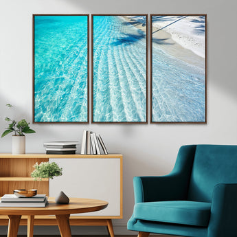 68127042-MGV-CV-36X24-Beach Wall Art – Tropical Ocean Canvas Print, Clear Water and White Sand Photography Decor for Bedroom, Living Room, Office,