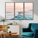34064591-MGV-CV-36X24-Surfing Wall Art – Sunset Ocean Wave Canvas Print, Surfer Riding Sea Photography Decor for Bedroom, Living Room, Office, Coastal