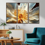 20862576-MGV-CV-36X24-Golden Abstract Flower Canvas Wall Art – Modern Botanical Bloom Print, Elegant Floral Artwork for Living Room, Bedroom, Office