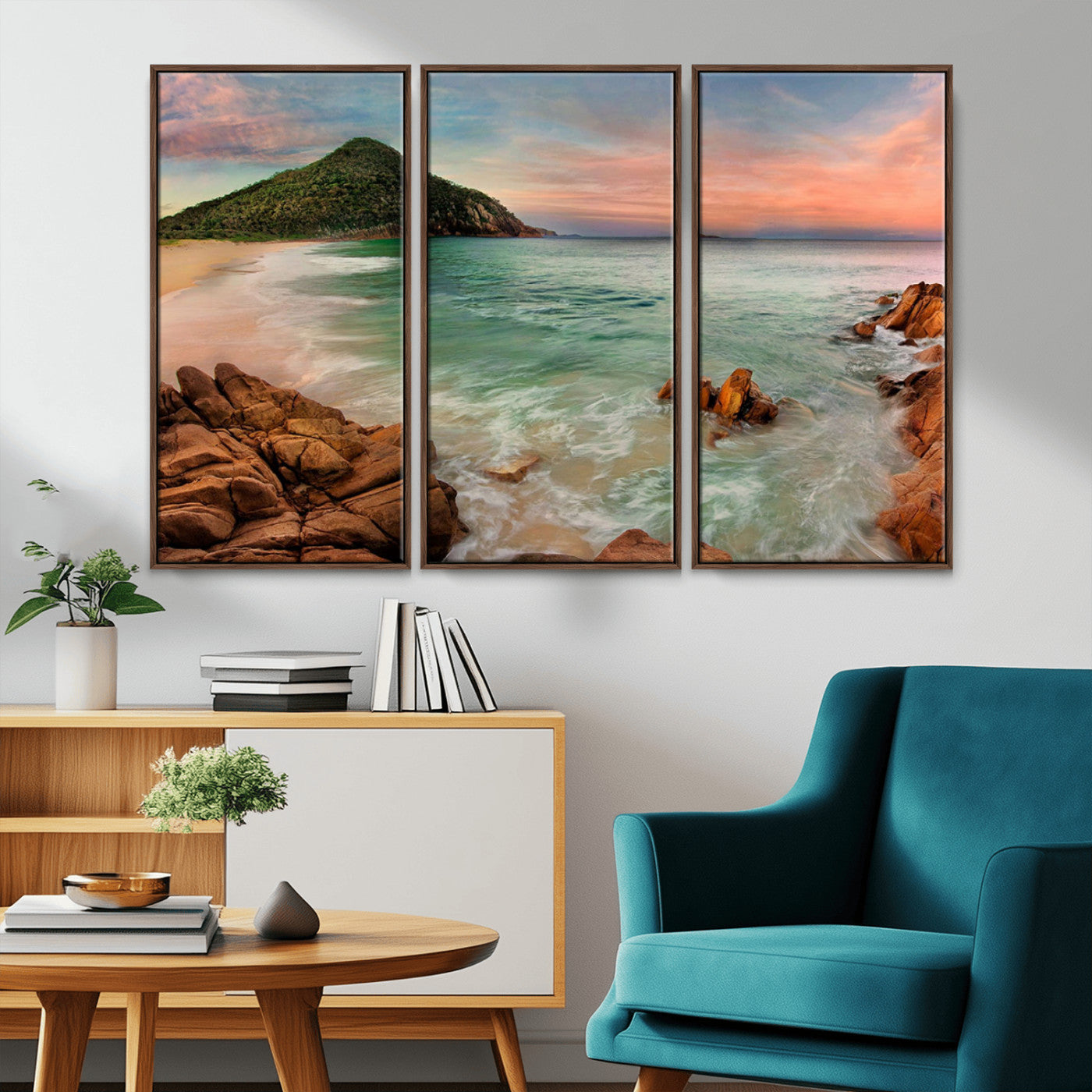 53831025-MGV-CV-36X24-Coastal Landscape Wall Art – Tropical Beach Ocean Canvas Print, Sunset Mountain View Photography Decor for Living Room, Bedroom,