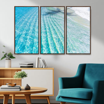 17528159-MGV-CV-36X24-Tropical Ocean Wall Art – Turquoise Water Canvas Print, Crystal Clear Beach Waves Photography Coastal Decor for Living Room,
