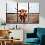 16316734-MGV-CV-36X24-Texas Longhorn Wall Art – Rustic Bull Portrait Canvas Print, Western Farmhouse Animal Photography Decor for Living Room, Office,