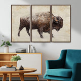 54810031-MGV-CV-36X24-Western Wall Art – Snow Covered Bison Canvas Print, Rustic Wildlife Photography Decor for Bedroom, Living Room, Office, Lodge,
