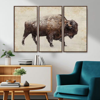 54810031-MGV-CV-36X24-Western Wall Art – Snow Covered Bison Canvas Print, Rustic Wildlife Photography Decor for Bedroom, Living Room, Office, Lodge,