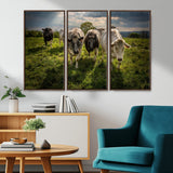 67277447-MGV-FC-48X32-3P_Walnut-Farmhouse Wall Art – Herd of Cows Canvas Print, Rustic Country Pasture Photography Decor for Bedroom, Living Room, Office, Ranch,