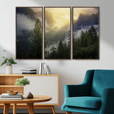 38316884-MGV-CV-36X24-Landscape Wall Art – Misty Mountain Valley Canvas Print, Scenic Pine Forest and Sunrise Photography Decor for Bedroom, Living