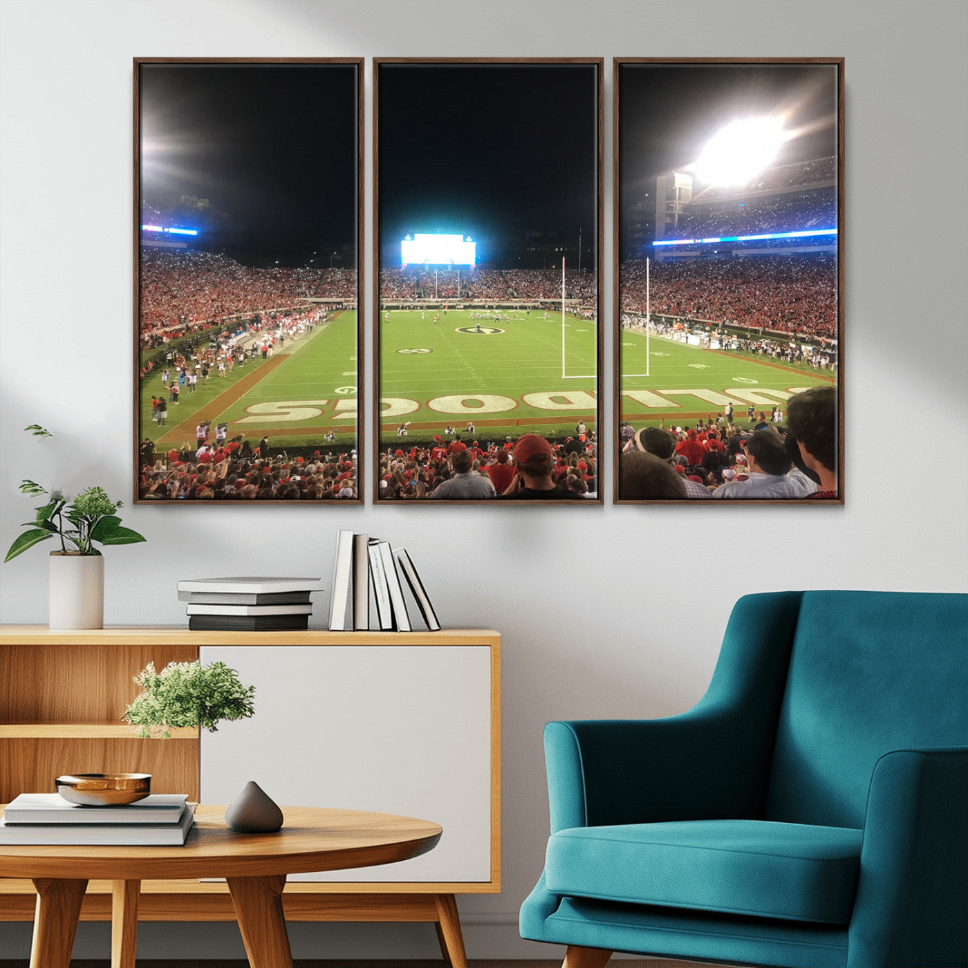 16230786-MGV-CV-36X24-Sanford Stadium Wall Art – Georgia Bulldogs Football Night Game Canvas Print, College Sports Decor for Man Cave, Bar, Office, or