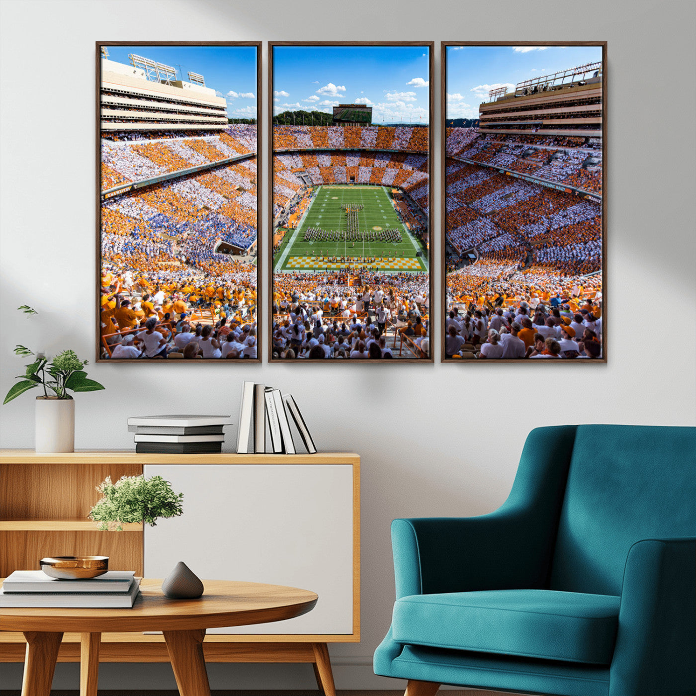 64238859-MGV-CV-36X24-Neyland Stadium Wall Art – Tennessee Volunteers Checkerboard Game Day Canvas Print, College Football Panorama Decor for Man Cave