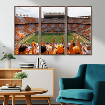 76011417-MGV-CV-36X24-Tennessee Volunteers Wall Art – Neyland Stadium Checkerboard Crowd Canvas Print, Vols Football Game Day Fan Perspective Sports