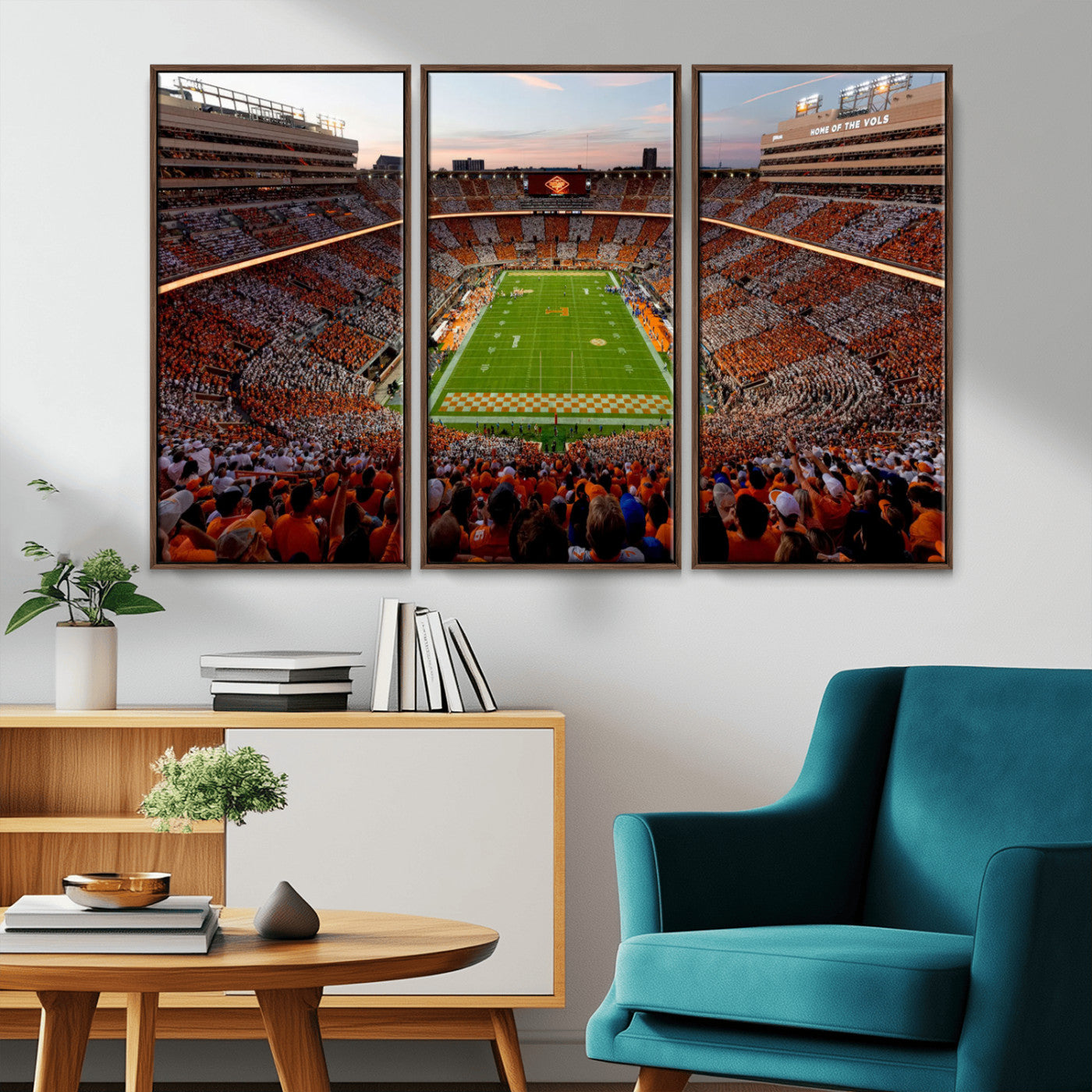 37160229-MGV-CV-36X24-Neyland Stadium Wall Art – Panoramic Tennessee Volunteers Sunset Canvas Print, Checkerboard Crowd Football Game Day Decor for