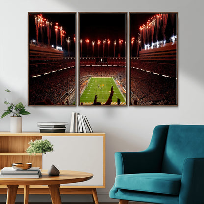 73358115-MGV-CV-36X24-Neyland Stadium Wall Art – Panoramic Tennessee Volunteers Night Game Canvas Print, Fireworks Football Celebration Sports Decor for