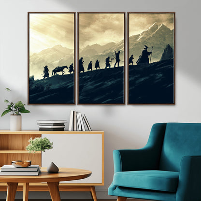 76547-MGV-CV-36X24-Fellowship Journey Wall Art Canvas Print, Framed LOTR Art Picture Print, Middle Earth Perfect Tolkien Fantasy Decor Artwork