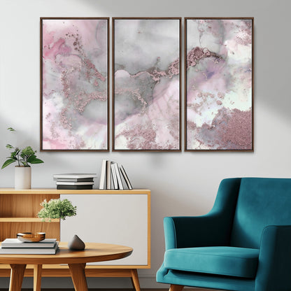 16416-MGV-CV-36X24-Blush Marble Wall Art Canvas Print, Framed Rose Gold Art Picture Print, Pink Cloudy Perfect Modern Glam Decor Artwork