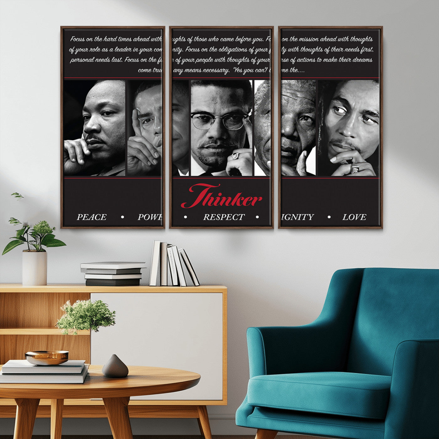 45112-MGV-CV-36X24-Black Icons Wall Art Canvas Print, Framed Thinker Art Picture Print, Motivational Quote Perfect Cultural Modern Decor Artwork