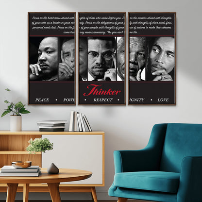 45112-MGV-CV-36X24-Black Icons Wall Art Canvas Print, Framed Thinker Art Picture Print, Motivational Quote Perfect Cultural Modern Decor Artwork