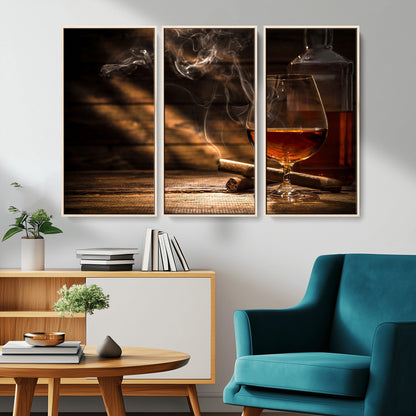 92305-MGV-CV-36X24-Whiskey & Cigar Wall Art – Moody Whiskey and Cigar Canvas Print, Sophisticated Bar or Home Lounge Decor for Office, Man Cave or